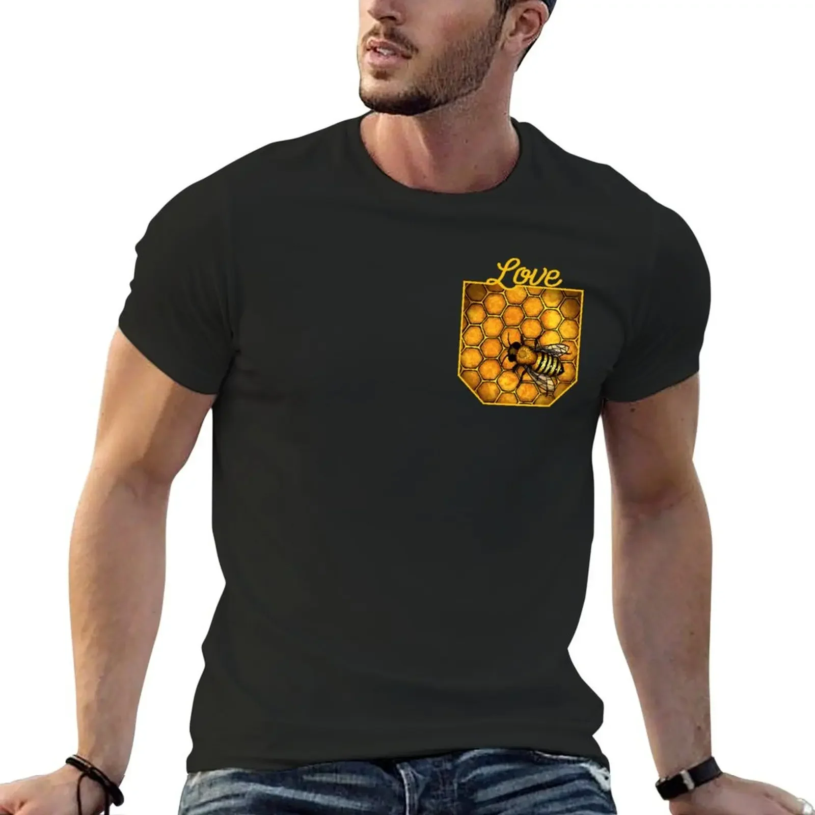 

Love Bee Hive Pocket T-Shirt aesthetic clothes cute clothes plus size clothes men t shirts