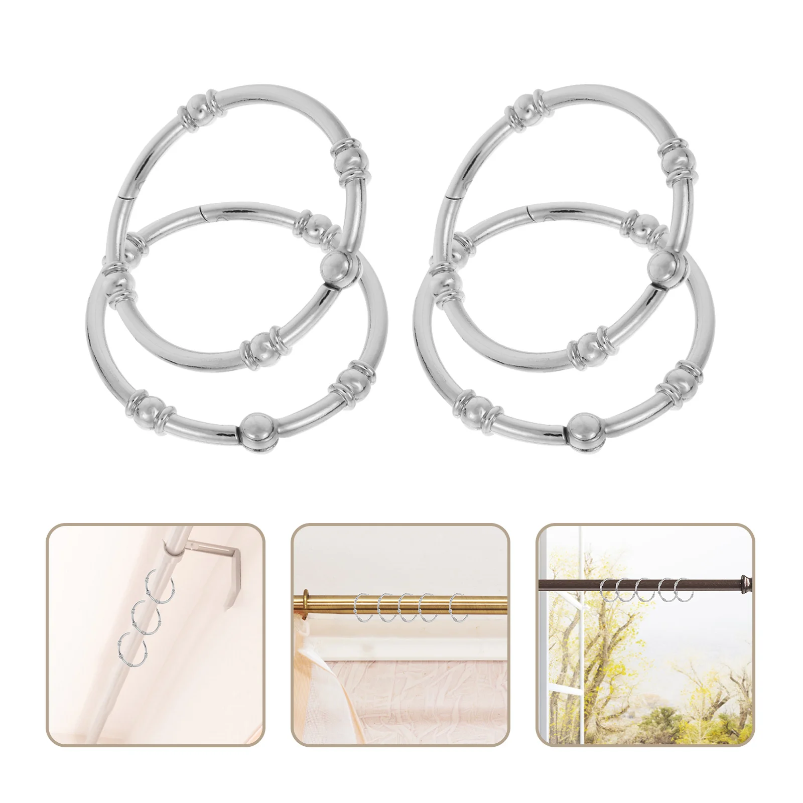 

12Pcs Bath Curtain Hooks Metal Shower Rings Heavy Duty Rust Proof Oval Hanging Accessories Shower Curtain Rings