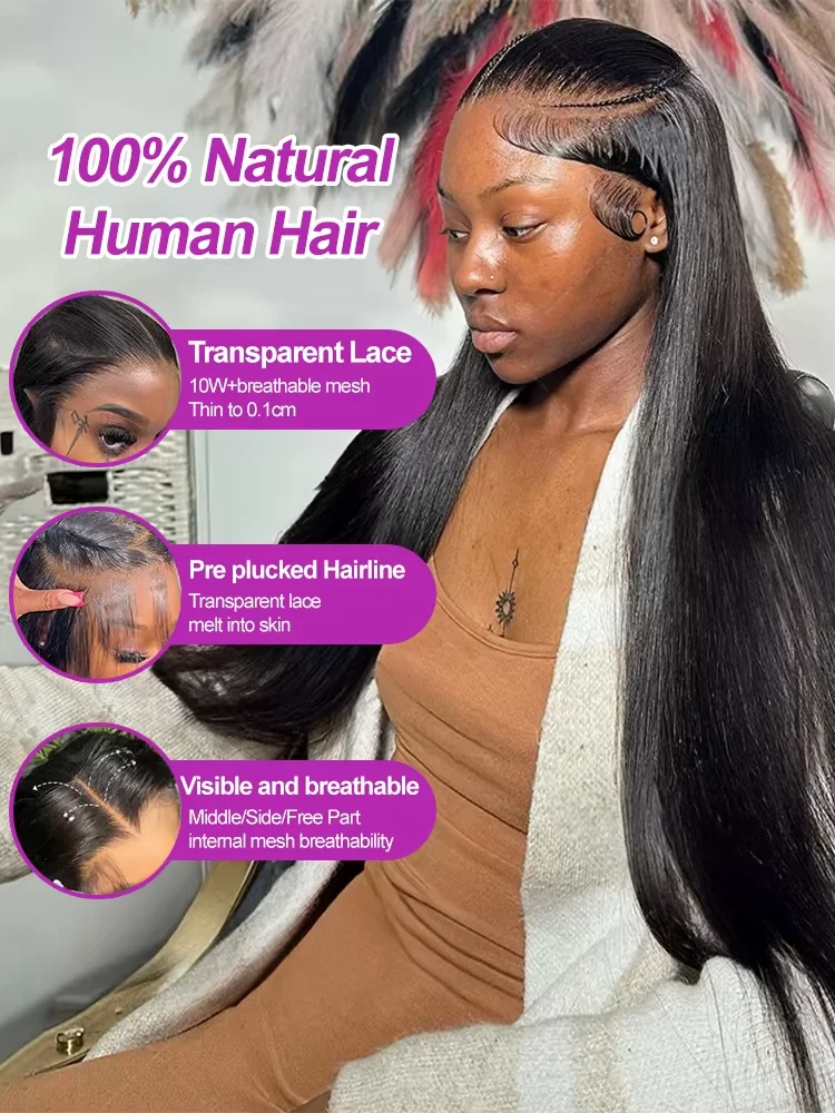 

Бразильские прямые HD прозрачные 13x6 парики фронта шнурка человеческие волосы для чернокожих женщин 30-дюймовый парик фронтальной части шнурка Remy предварительно сорванный