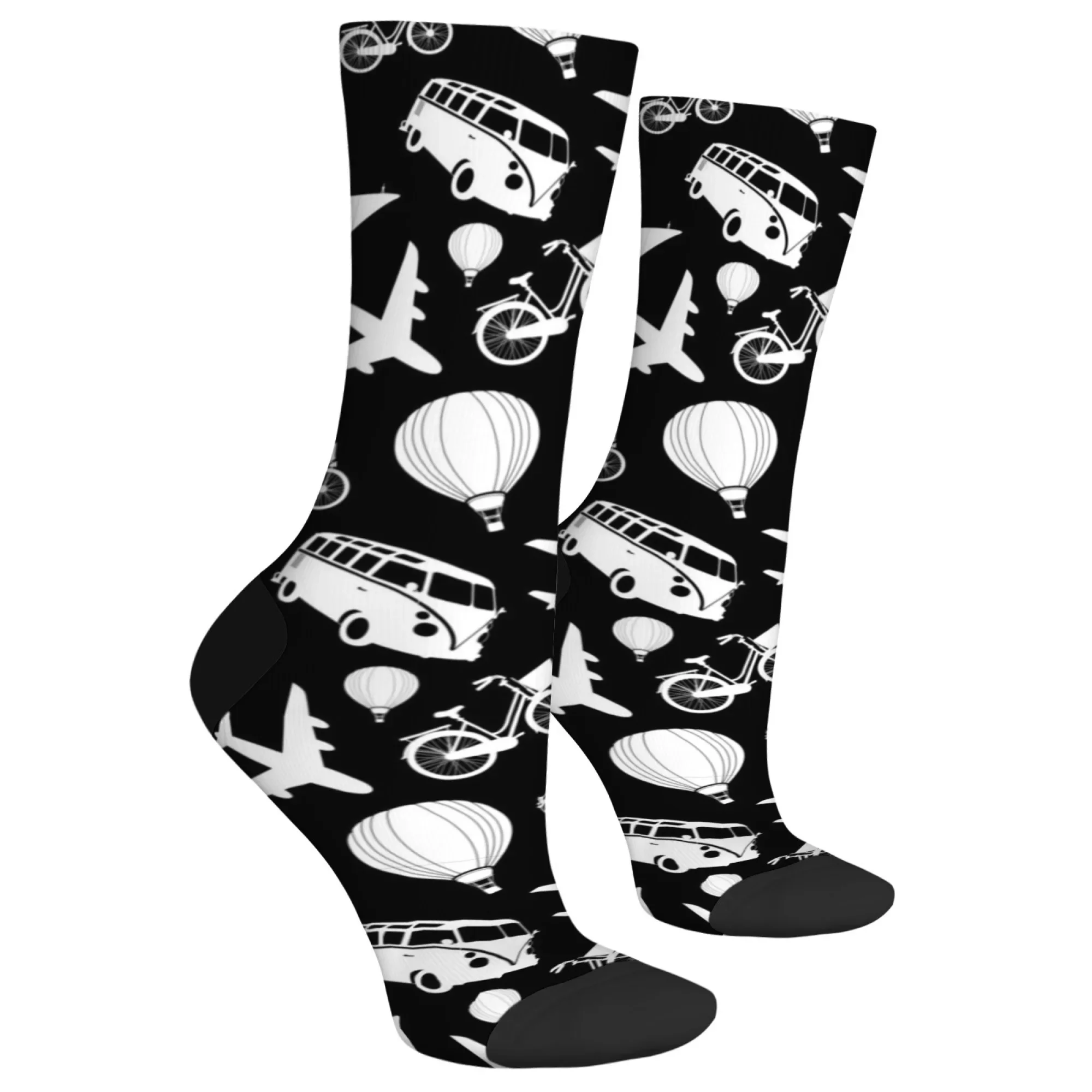 Travel Inspiration Transportation Casual Socks Unisex Novelty Funny Happy Crew Socks Comfortable Breathable Socks Party Gift