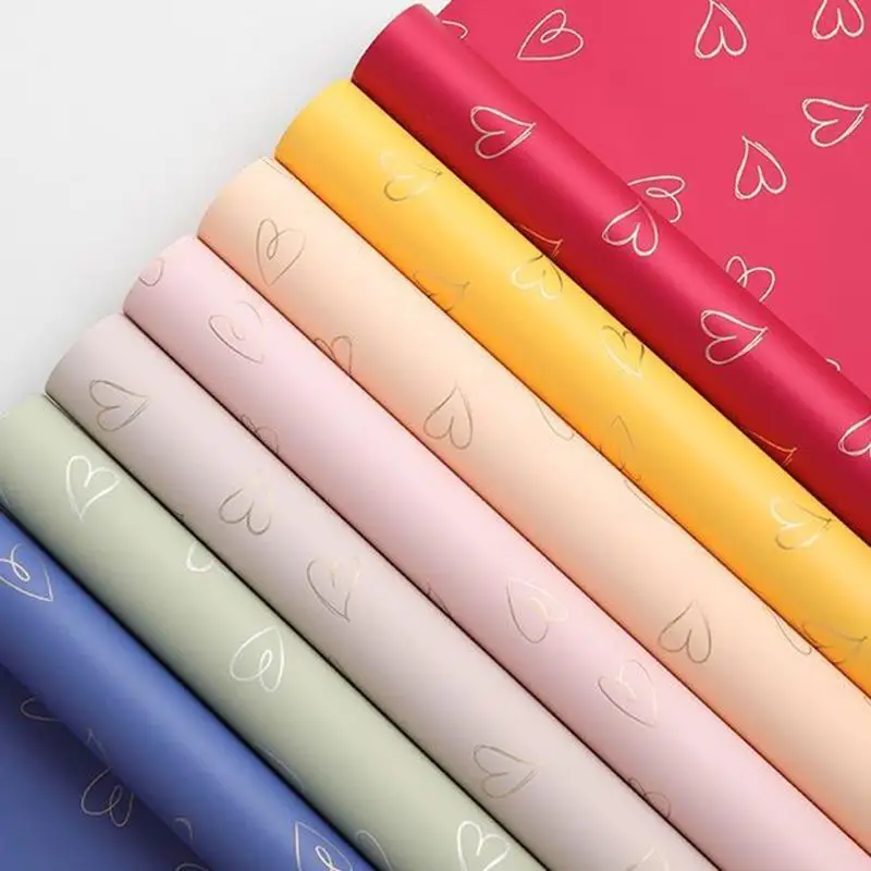 

20 Sheet 58x58cm Love Print Flower Wrapping Paper Waterproof Wedding Birthday Party Bouquet Packaging Valentine'S Day Decor