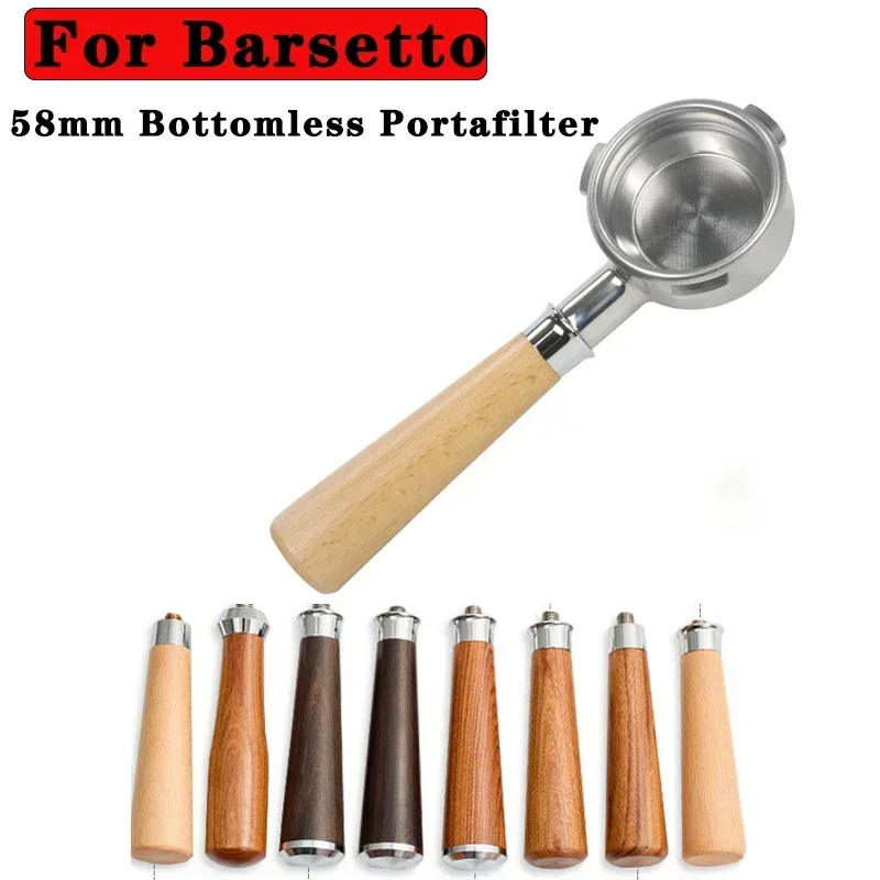 58mm Stainless Steel 3 Ear Portafilter for Barsetto/Oster/HIBREW H10a Breville Mini/Max/VCF-126X Coffee Bottomless Handle Filter