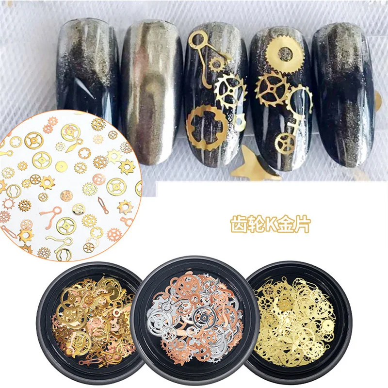 1Box 3D Metal Steampunk Glitter Slimes Epoxy Resin Accessories For Phone Keychain Silicone Mold Decor Jewelry Making Supplies