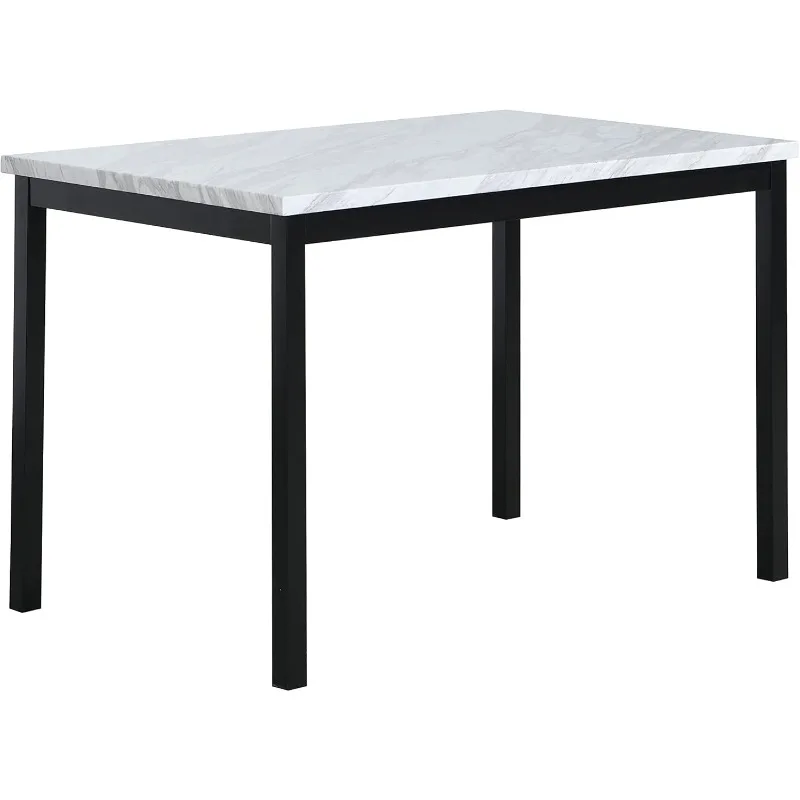 

Noyes Metal Dining Table with Laminated Faux Marble Top, 28.50 x 45.00 x 30.00 Inches, Off-white