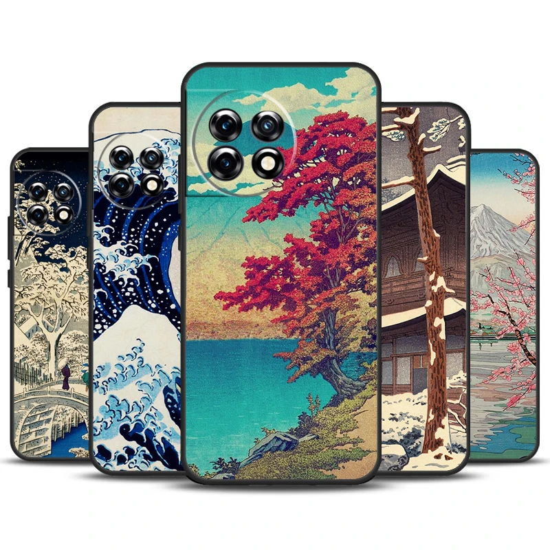 Japanese Ukiyo-e Art Case For OnePlus Nord CE 2 Lite 3 2T N30 N20 N10 OnePlus 11 12 10T 12R 10R 8 9 10 Pro Cover