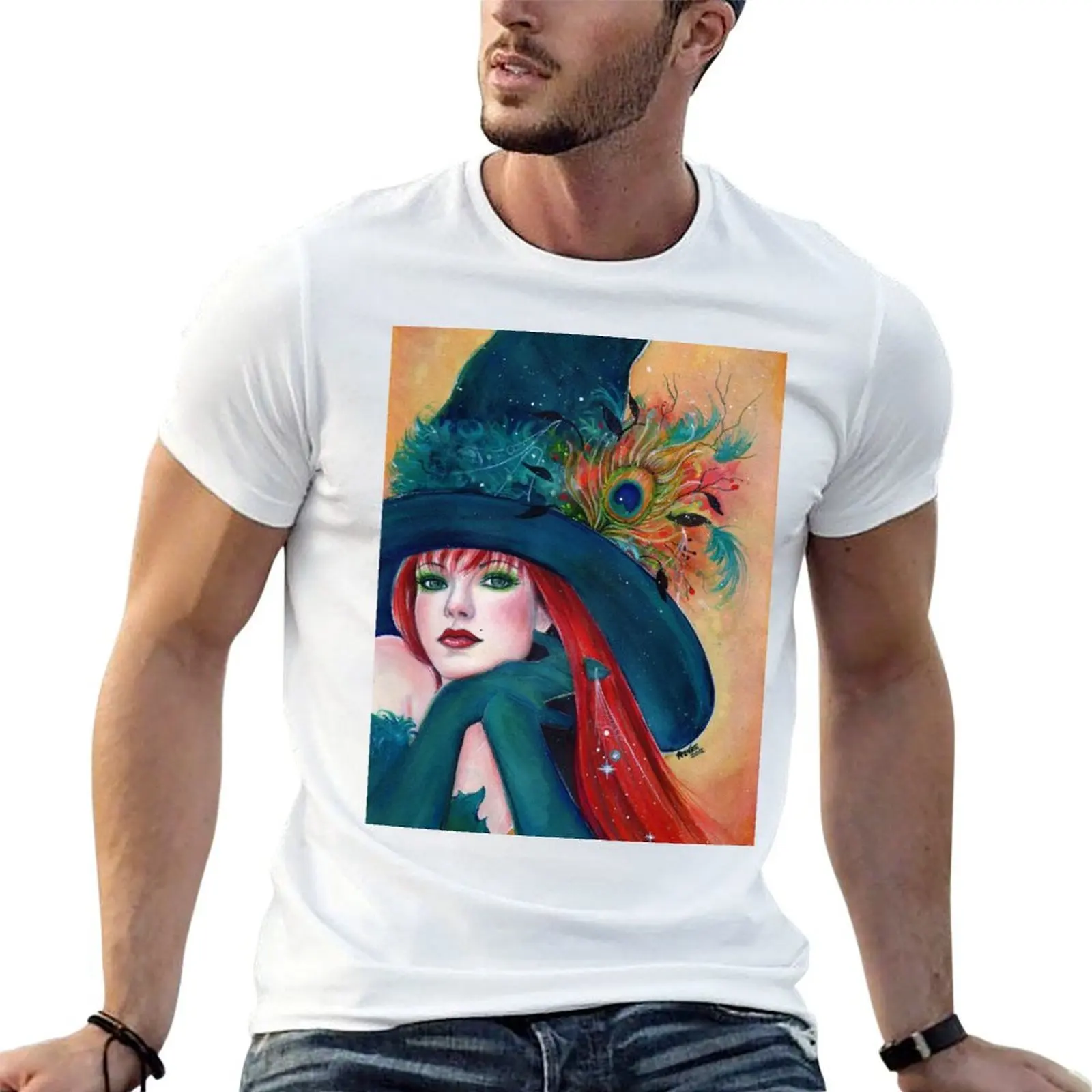 Pia Dora Halloween witch art by Renee Lavoie T-Shirt korean fashion Blouse mens tall t shirts