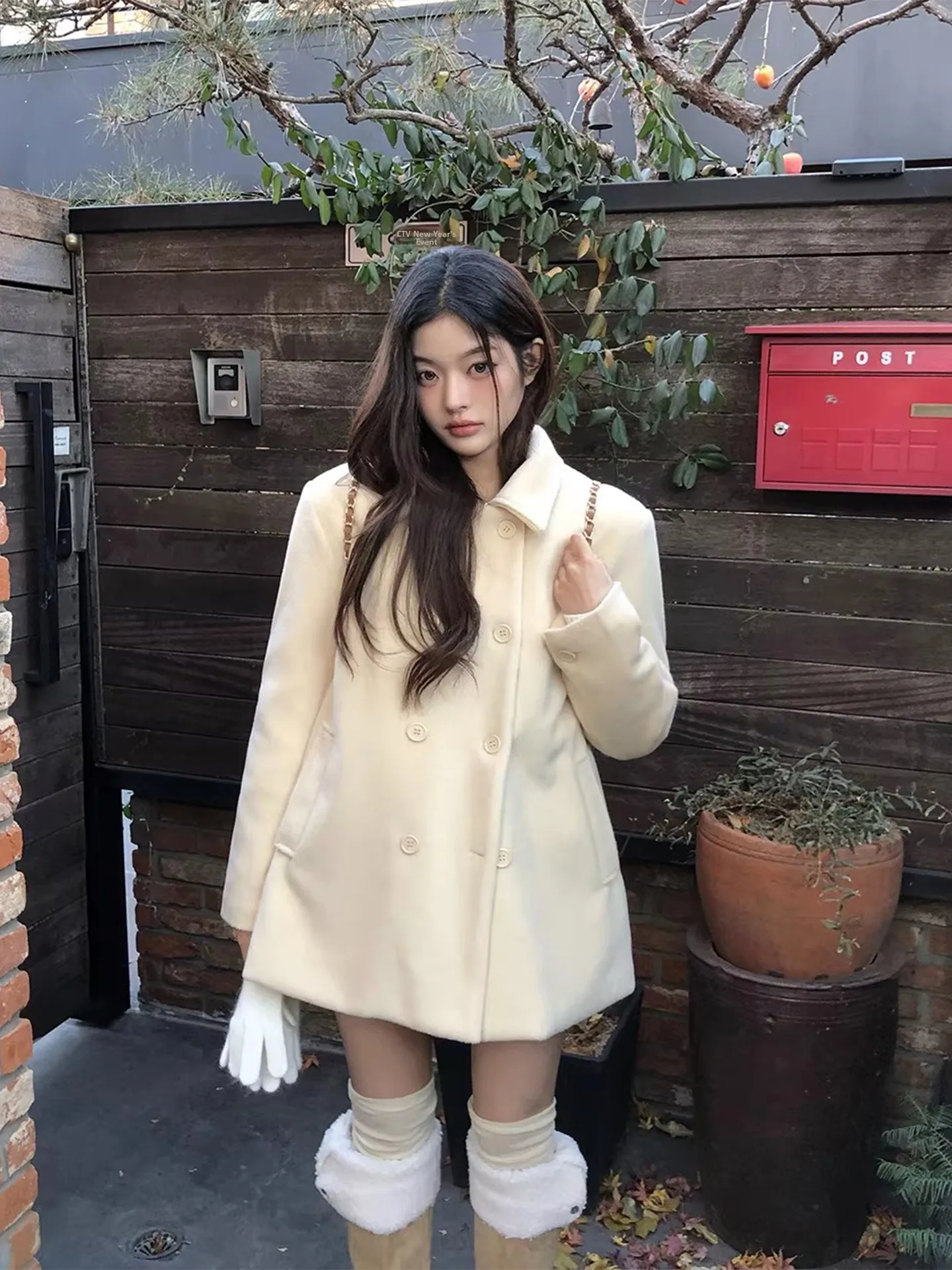 Cappotto di lana doppiopetto Thiened Cappotto di media lunghezza allentato da donna Cappotto grande coreano Sle Pendolarismo Pure E-commerce