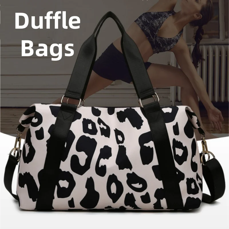 1PC New Fashionable Travel Duffle Bags Women Leopard Big Nylon Tote Fitness Gym Ladies Weekend Handbags Wet And Dry Separation