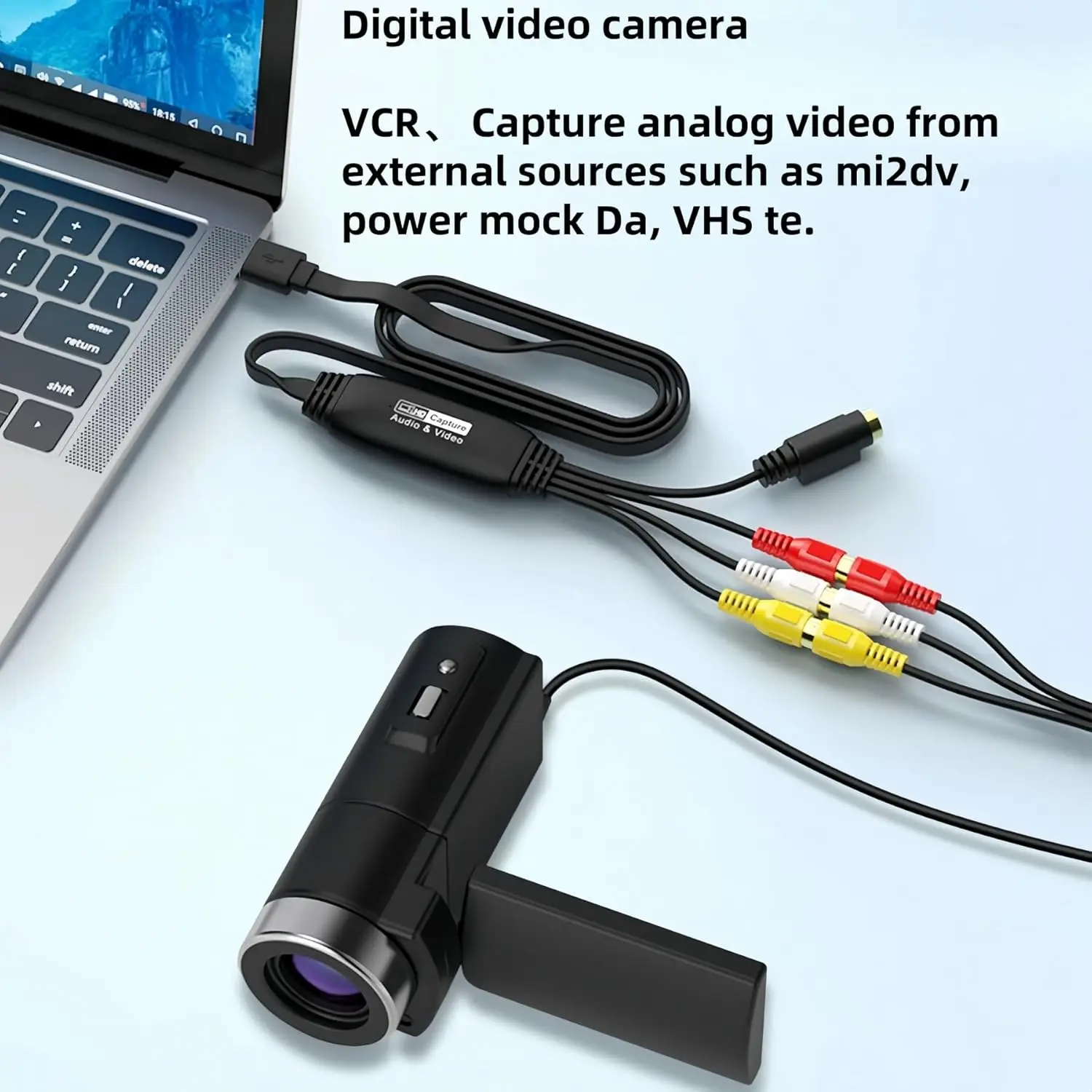Immagine 3: Scheda di acquisizione video da 3RCA a USB 2.0 Converti vecchio VHS Mini DV VCR TV DVD a digitale per computer portatile Windows