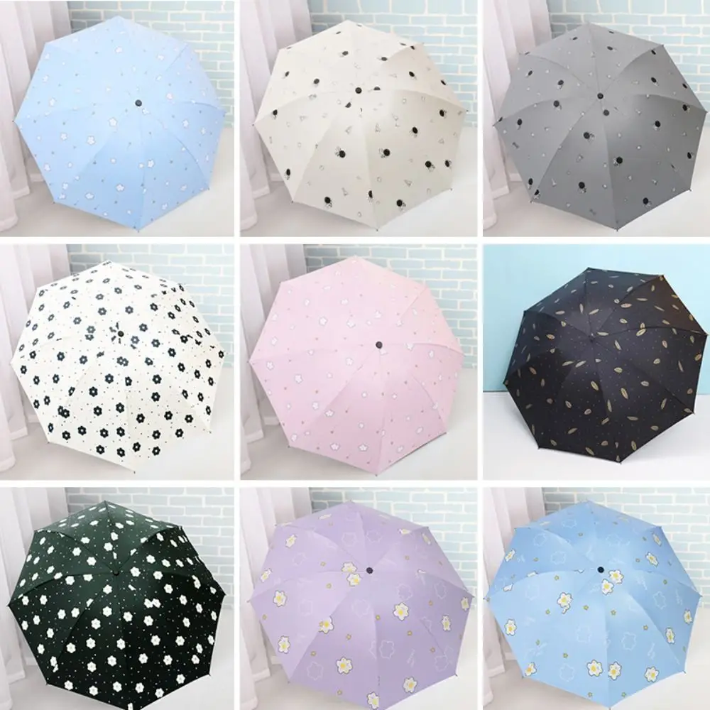 Ultraviolet Protection Parasol Portable Wind Resistant Small Pocket Rain Umbrella Thickened Black Glue Mini Sun Shade Outdoor