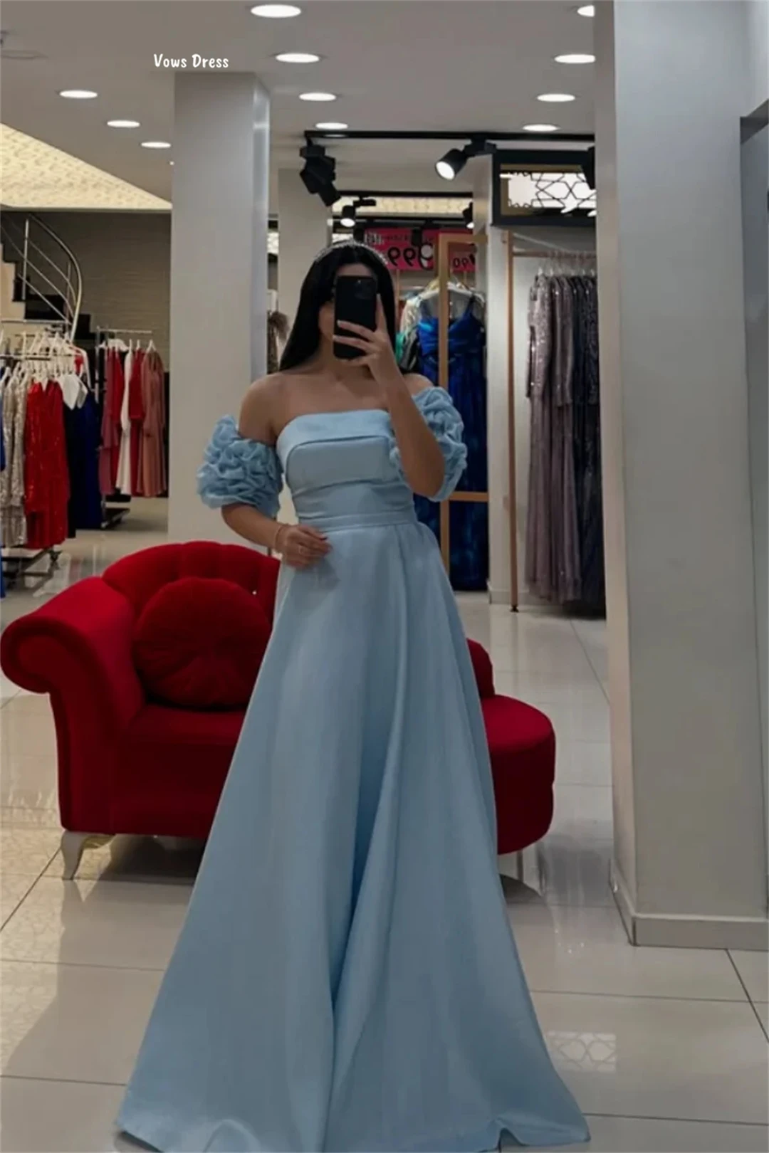 Vows ligne une Robe de soirée de mariage femme robes Gala bustier tubulaire Robe de bal Robe sur mesure Satin tissu Robe de soirée bal 2025