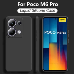 Poco M6 Pro 4G Case Original Square Liquid Silicone Phone Cases For Xiaomi Poco M6 M 6 Pro Poco M6Pro PocoM6 Pro 4G Soft Cover