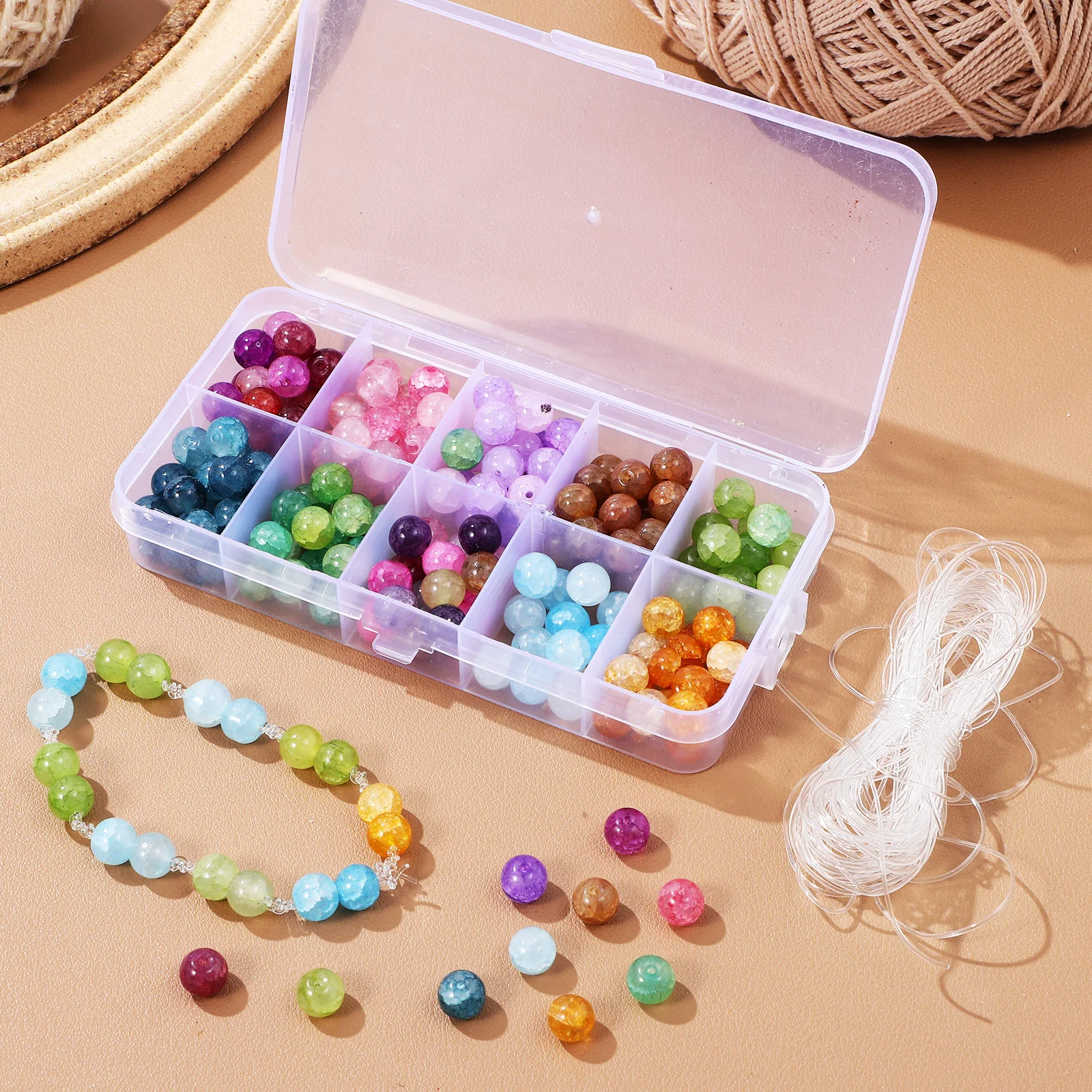 

1 Box Crackle Glass Beads Bulk Jewelry Craft Beads for Necklace Bracelet Earrings DIY Making Jewelry Making Supplies