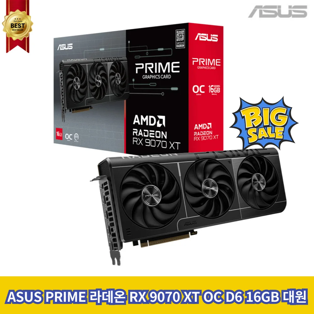 [البيع بالتجزئة الرسمية Asus] Asus Prime Radeon Rx 9070 Xt Oc D6 16Gb Daewoncts