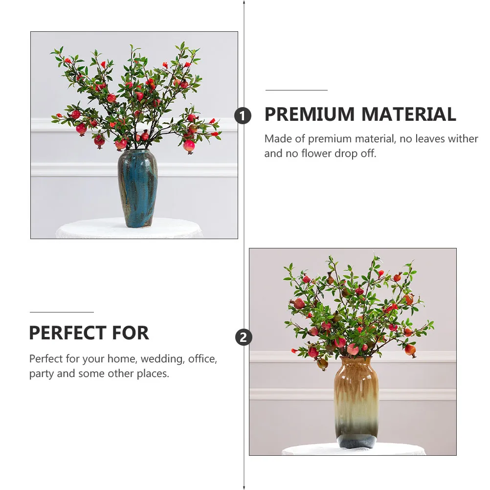 

1Pcs Artificial Pomegranate Berry Branch Red Fresh Vibrantly Colored No Wither False Pomegranate Flower Branch Home Office Decor