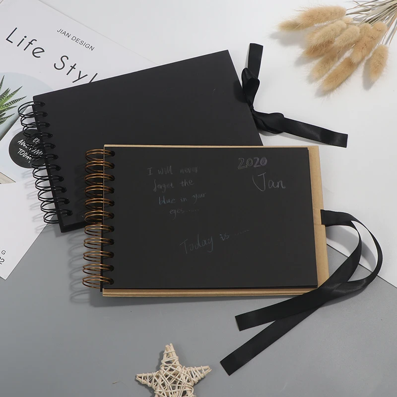 30 Black Pages A4 Photo Albums DIY Scrapbooking Craft Paper Memory Picture Book