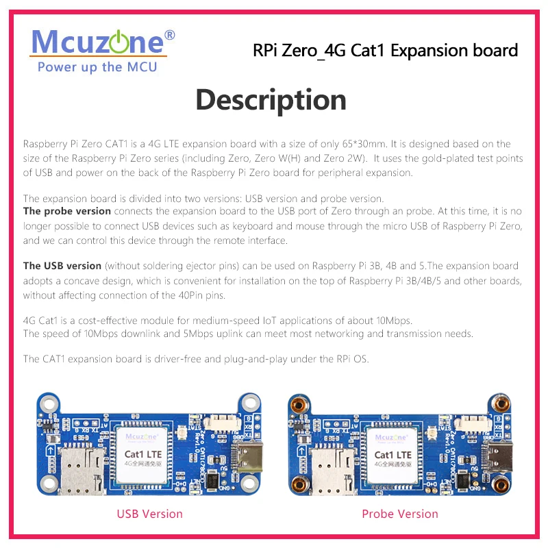 RPI0_CAT1,Raspberry Pi zero Cat1 Expansion board,4G LTE driver-free, support zero2w zero wH, Ubuntu,RPi OS