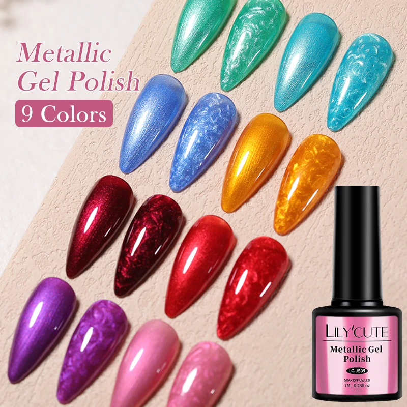 LILYCUTE 7ml Metallic Gel Nagellak langdurige sneldrogende Super Heldere Chrome Spiegel Effect Franse Stijl Nagellak