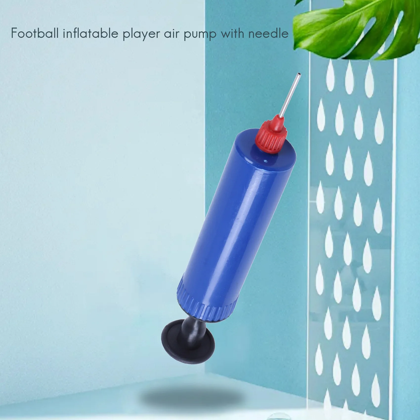 AS97 Football Soccer Inflatable Ball Hand Air Pump with Needle Blue