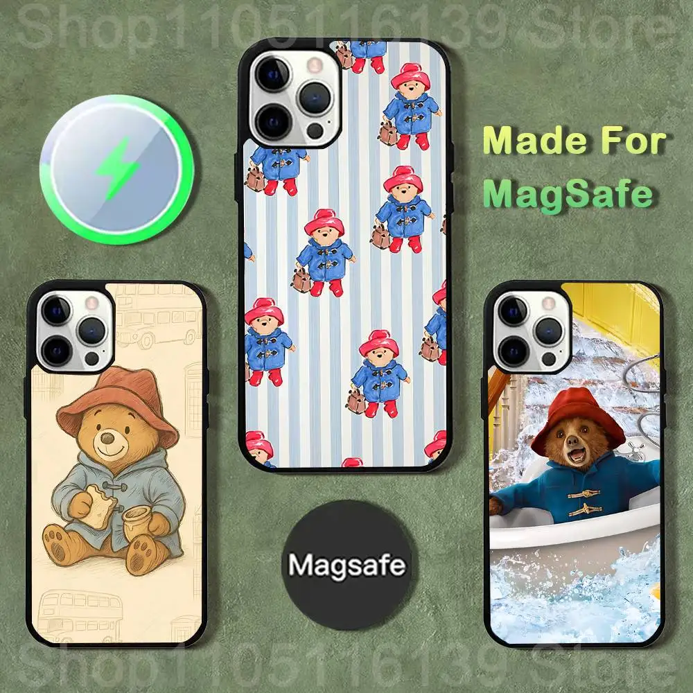 

P-Paddington Bear Cute Phone Case For iPhone 17,16,15,14,13,12,11,Pro,Max,Plus,Mini,SE4,E Magnetic Magsafe Wireless Charging