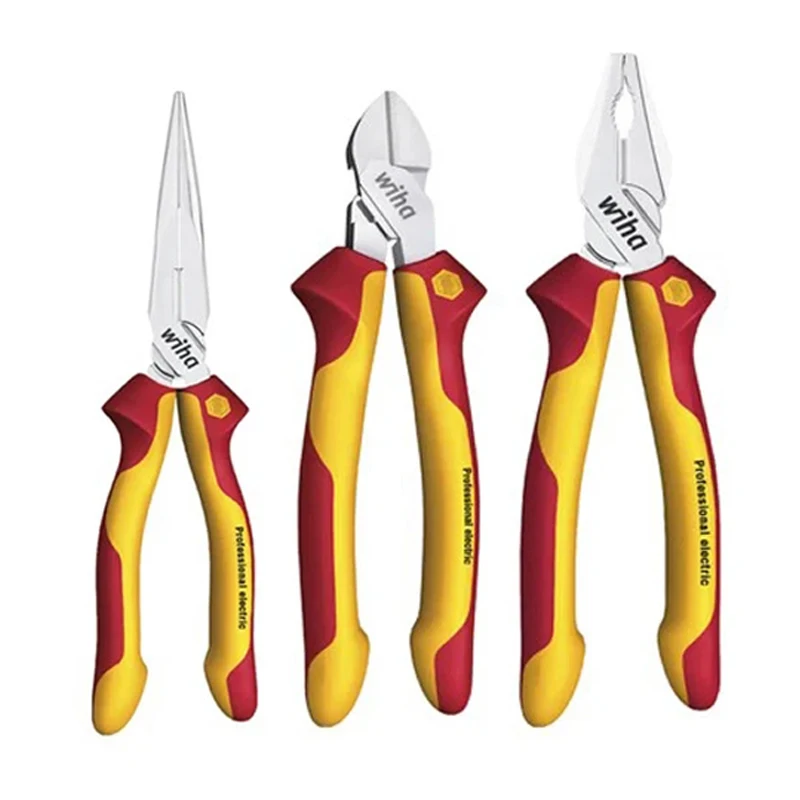 Wiha Juego de alicates combinados profesionales 3 piezas DynamicJoint y OptiGrip 1000 V VDE 43335 26708 26720