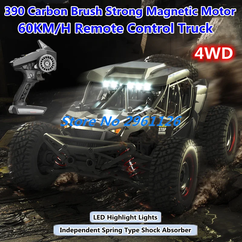 4WD 1/16 Scale 60KM/H All Terrain Off Road RC Car 2.4 Speed Adjust LED Highlight High Speed Drift Remote Control Truck Car Model