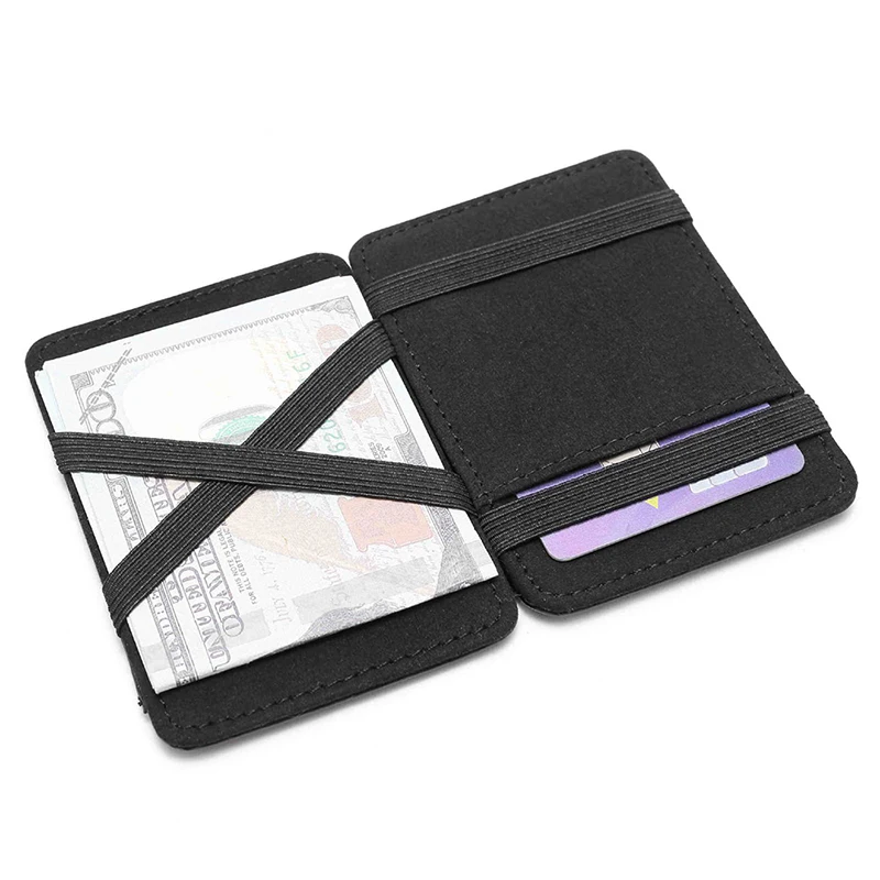 Ultra Thin Men's  Magic Wallets PU Leather Mini Money Cash Card Holder Black Small Men's Amusing Purse Slim Fold Male Bag Gift