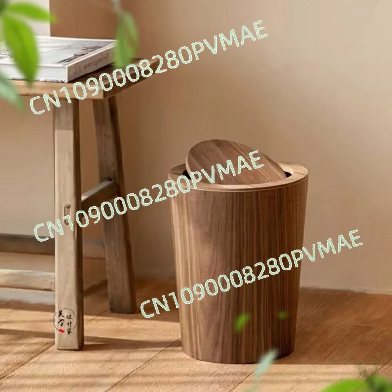 دلو خشبي بسيط على الطراز الياباني سعة 10 لتر، سلة مهملات قابلة للطي في المنزل والفندق وغرفة المعيشة وغرفة النوم مع غطاء #3