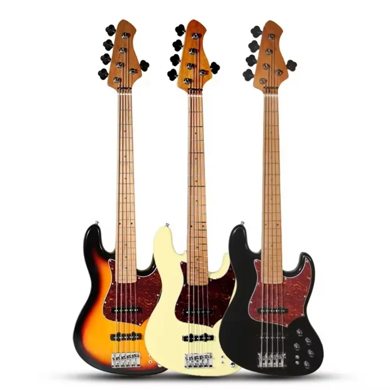 Premium Full‑Size 5‑String Jazz Electric Bass Active Pickups Smooth Playability Rich Tone