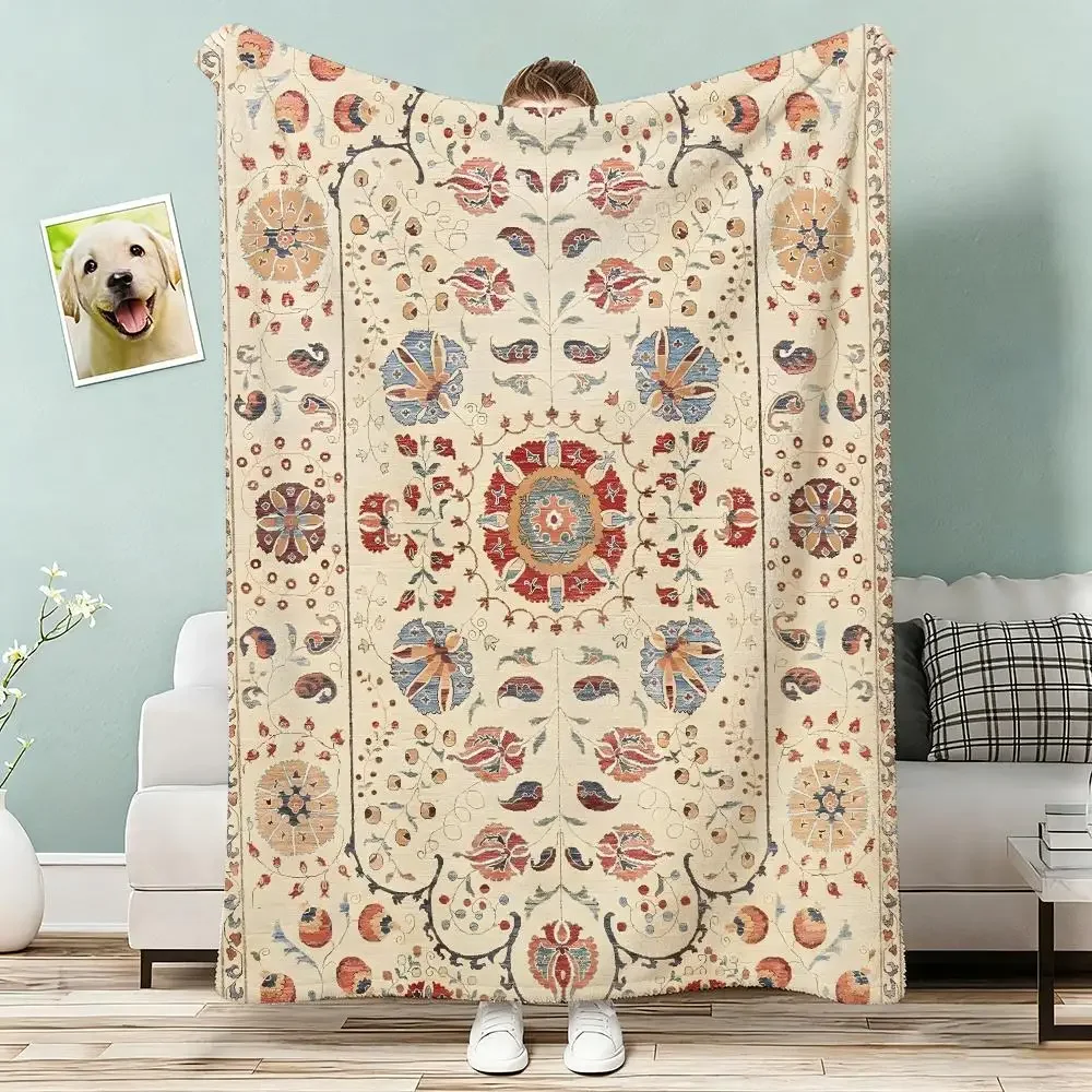 Persian Rug Pattern Throw Lightweight 240g Flannel Blanket Soft Skin-friendly for Summer Cooling view 4
