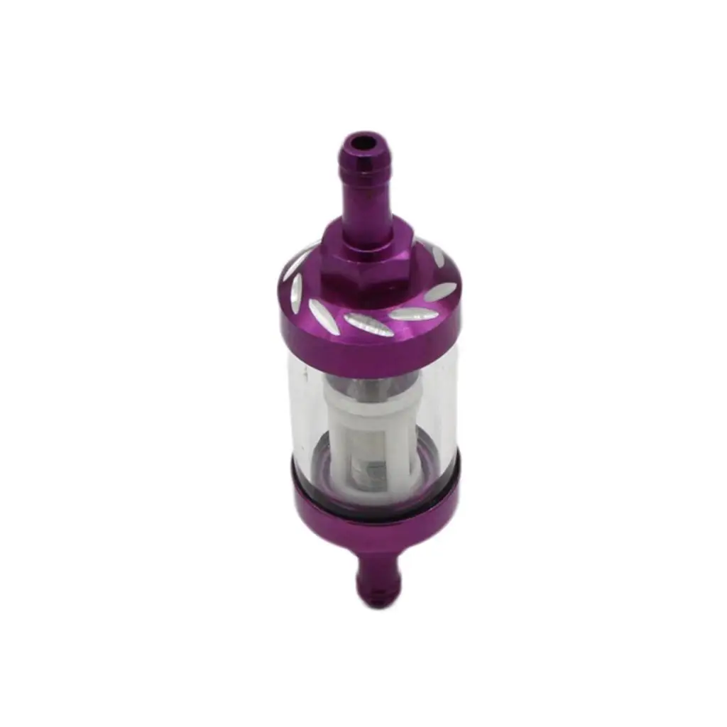 Gas Fuel Filter Replacement Aluminum Glass Inline Purifier 8mm for Motorcycle Scooter ATV Dirt Bike Universal 50cc-160cc