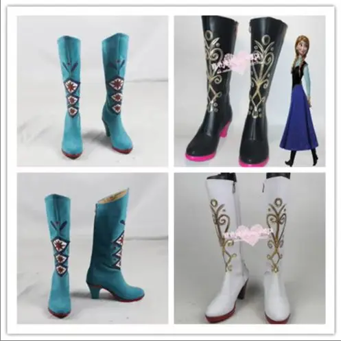 Nuevas botas de princesa de Frozen para cosplay de Anna y Elsa, para adultos y niñas, en negro, azul y blanco, para juegos de rol, se pueden personalizar.