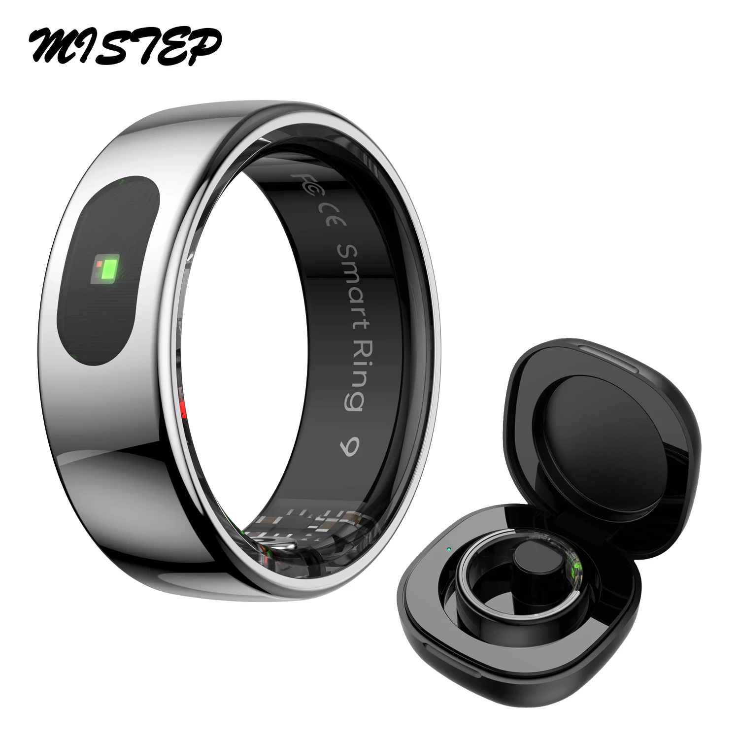 R08 Smart Ring mit Ladehülle Smart Touch Screen Gesundheitsüberwachung Sport Fitness Tracker IP68 5ATM Wasserdichter Smart Ring