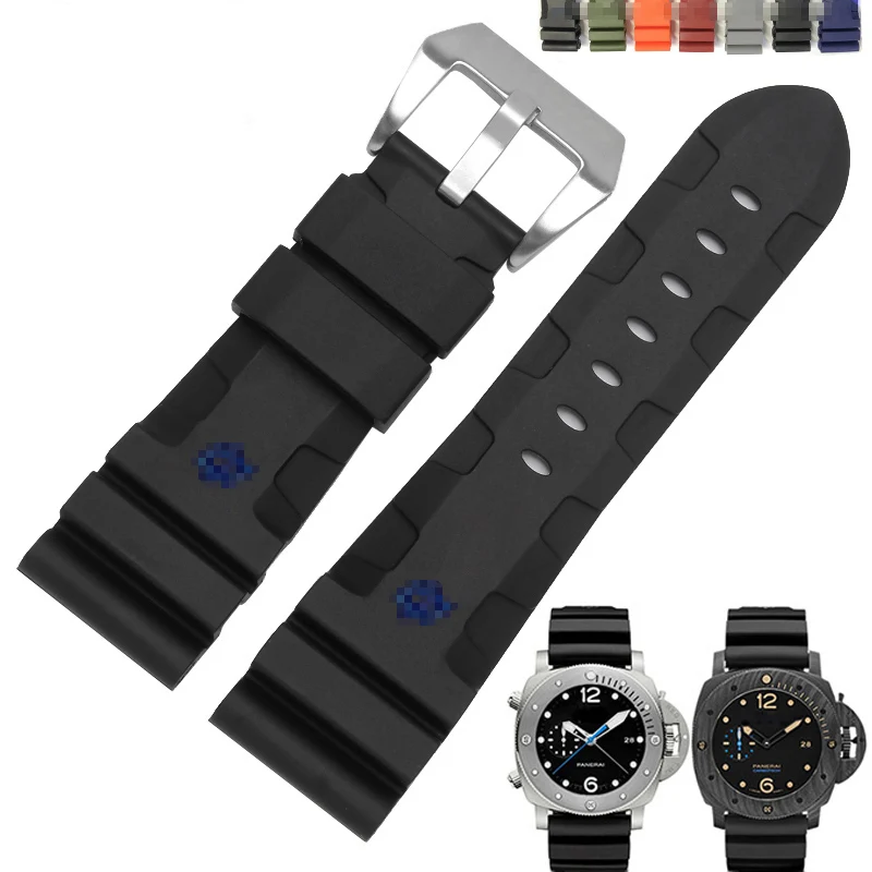 Bracelet de montre en caoutchouc de silicone souple pour homme, bracelet de montre, accessoires de bracelet, Panerai Submersible, PAM 441, 24mm,