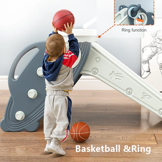 Sturdy Toddler Toy Gift Game Play set with Basketball Hoop kids slide