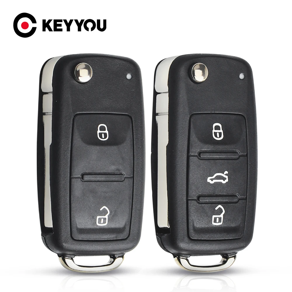 KEYYOU 2/3 Knoppen Auto Flip Opvouwbare Afstandsbediening Sleutel Shell Voor VW Volkswagen Golf Sagitar Polo MK6 Eos Jetta kever Up Tiguan Fob