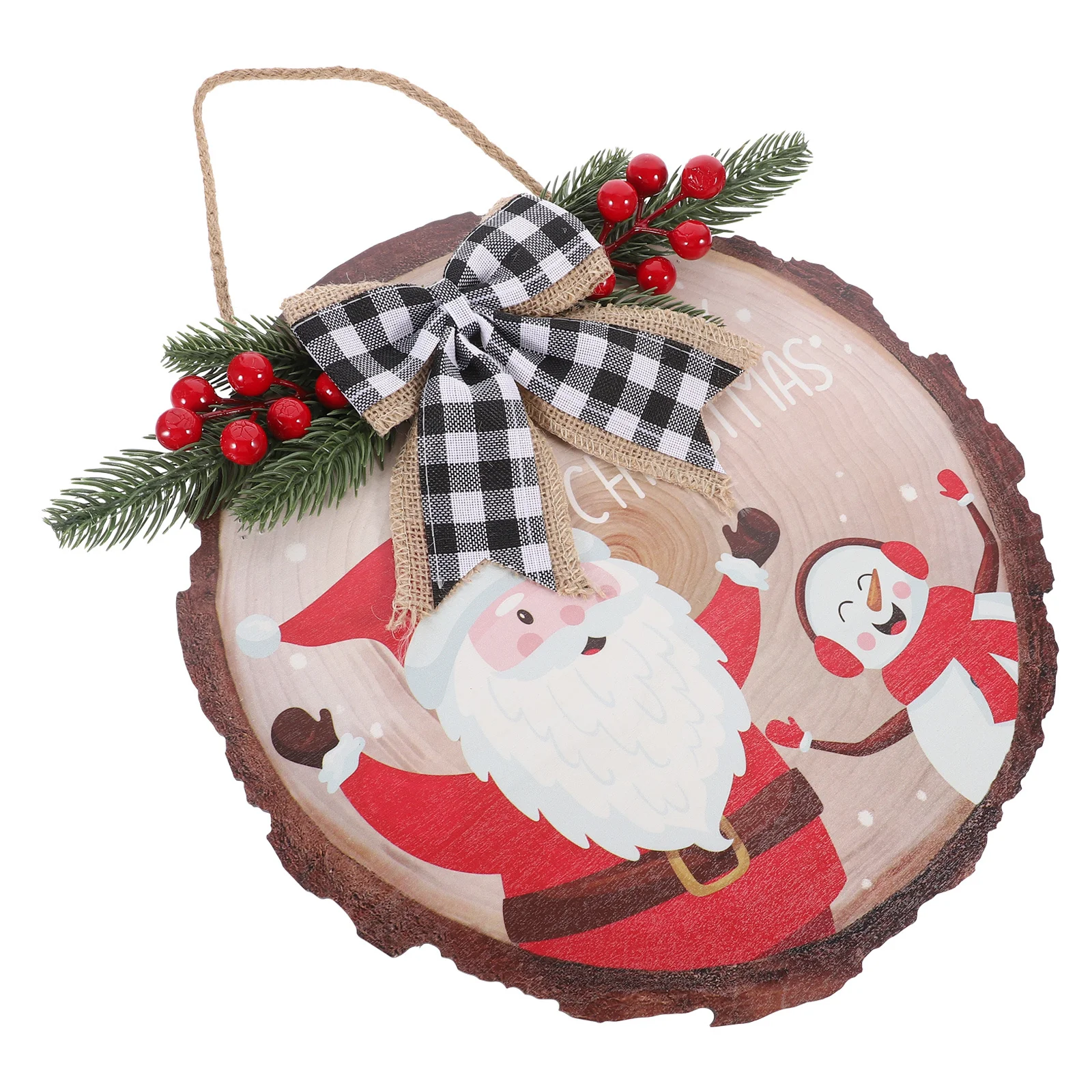 

Christmas Front Door Sign Hanging Wooden Round Plaque Rustic Xmas Decoration Party Welcome Sign Christmas Door Decor