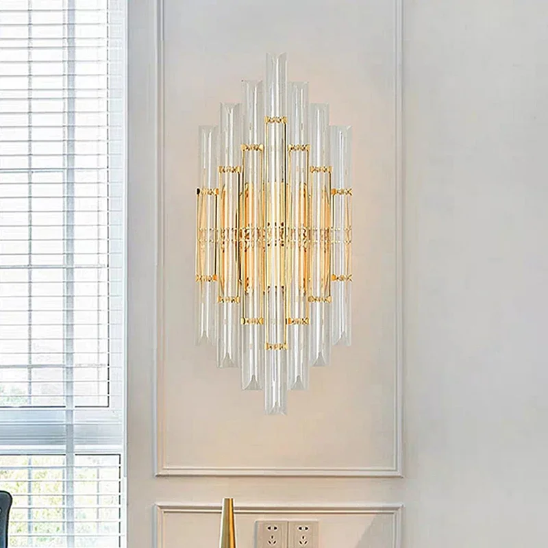 Постмодернистский роскошный хрустальный настенный светильник, светодиодный фон для гостиной, ТВ, спальни, прикроватный проход, лестница, коридор, модные бра, светильники