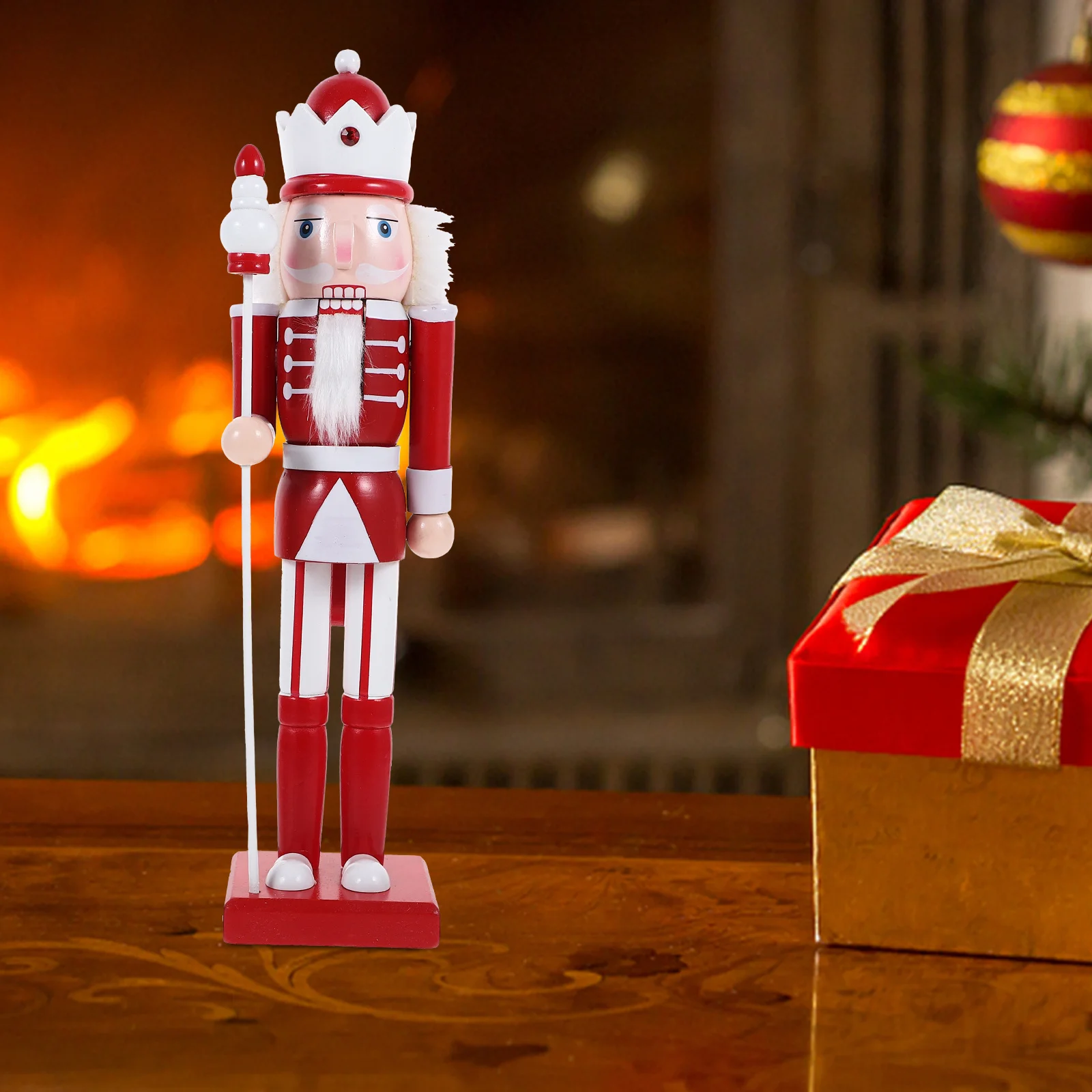 

1pc Small Wooden Nutcracker Xmas Decor For Tabletop Desktop Holiday Party Christmas Ornament Indoor Festival Display Craft Gift