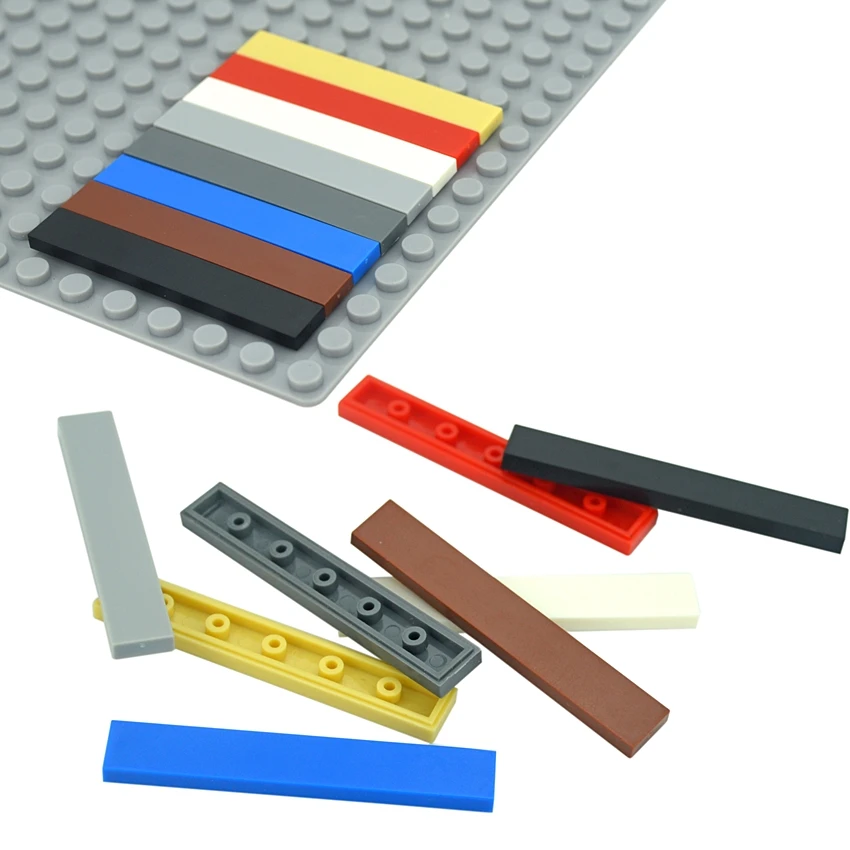50 stücke Baut Partikel Glatte Flache Fliesen 1x6 Bausteine Dünne Figur Ziegel Pädagogisches Kreatives Spielzeug Kompatibel Mit 6636