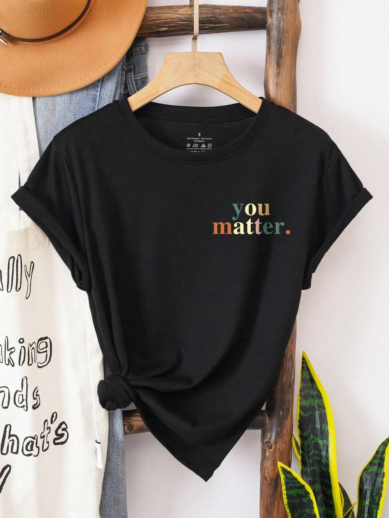 To The Person Behind Me Letter Prints Women T-Shirt Casual Loose Short Sleeve Street Breathable Clothes Summer O-Neck Tee Shirts