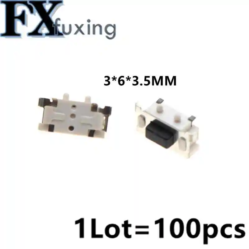 100pcs Micro Tact Switch Touch 3*6*3.5 3x6x3.5 SMD For MP3 MP4 Tablet PC Button Bluetooth Headset Remote Control Hot