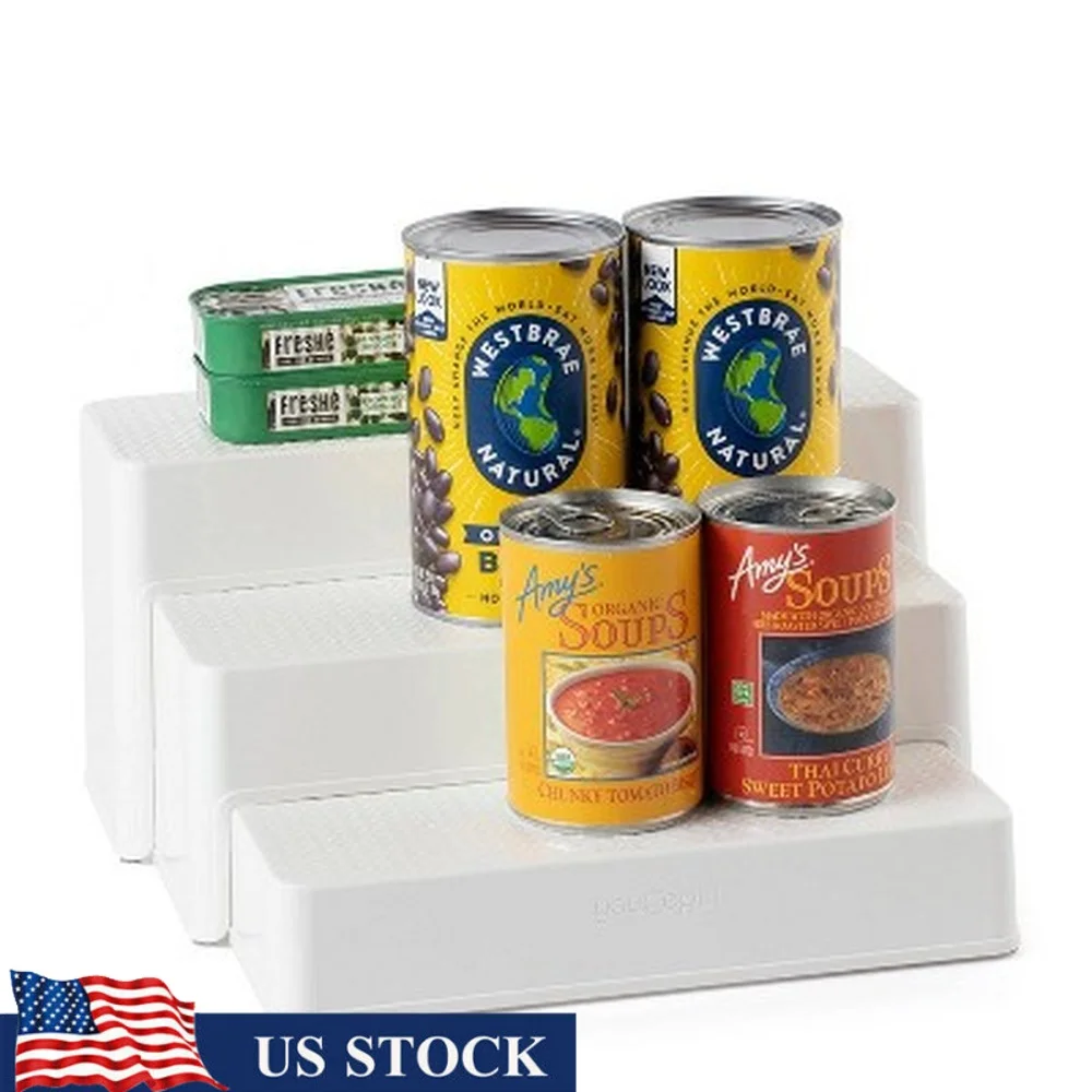 

Органайзер для банок с 3 полками, нескользящий кухонный шкаф для хранения, отдельно стоящий шкаф для кладовой, многоуровневый дисплей, вмещает 16-24 банок, простая установка