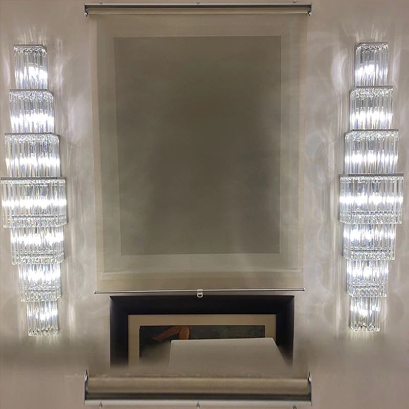 الفاخرة فندق اللوبي كبير كبير كريستال الجدار مصباح لقاعة النادي فيلا غرفة المعيشة مكتب مأدبة تركيبات الإضاءة الداخلية ديكور #4