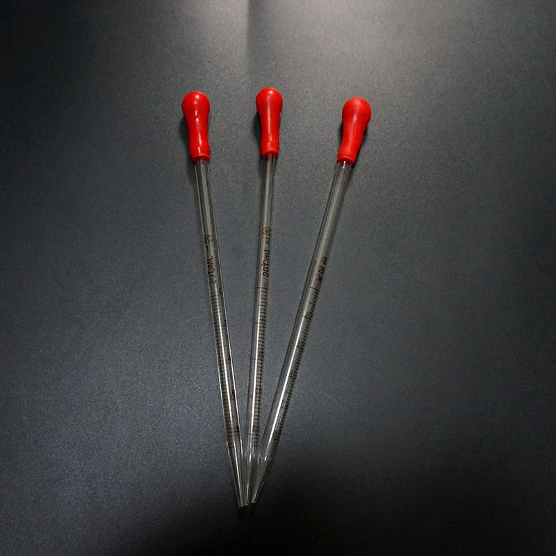 Glass Graduated Pipette Dropper Vol. 0.5ml/1ml/2ml/3ml/5ml/10mlTransfer Pipette with Rubber head