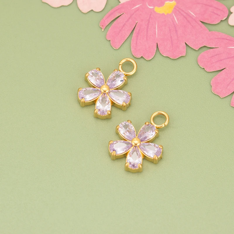 assoonas, 4 Stück/Set, MI70, wasserdichte Schmuckaccessoires, 316L-Edelstahl, Zirkonia, Anhänger, Schmuckzubehör, DIY-Anhänger – Detail 3