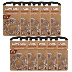 Hearing Aid Batteries 60PCS / 10 Cards RAYOVAC PEAK 1.45V 312 312A A312 PR41 Zinc Air Battery For BTE CIC RIC OE Hearing Aids