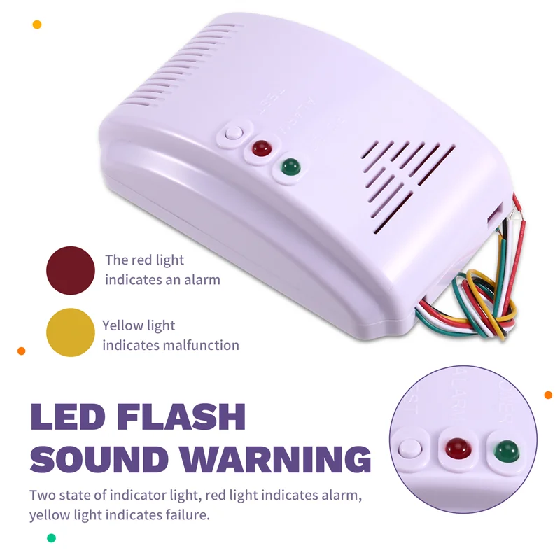 السلامة البحرية 12 فولت جهاز استشعار إنذار الغاز غاز البترول المسال البروبان البيوتان كاشف تسرب إضاءة مقاومة للماء فلاش الصوت تحذير للتخييم RV