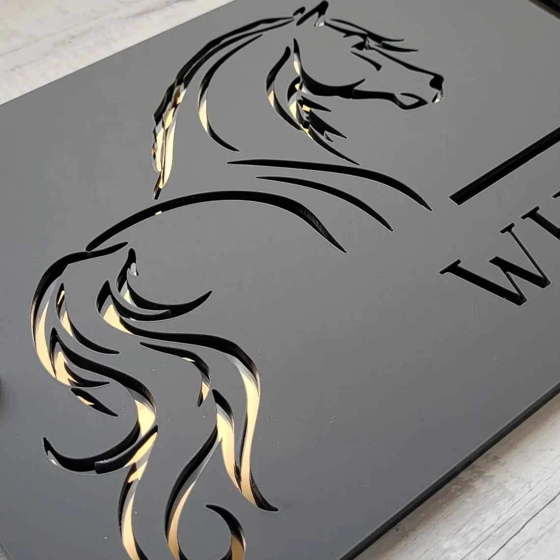 MODERN HOUSE SIGN Address Number Sign Horse House Sign Horse House Number  360mm x 180mm