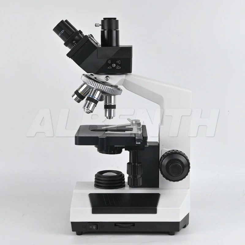 Albenth 40X-1600X Trinocular Biological Achromatic Microscope With Double Layer Mechanical Stage 1W LED Light, 1X Camera Adapter